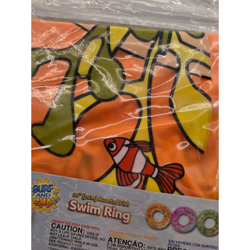 Vintage Bestway Surf and Sun 20 Inch Clown Fish Swim Ring Inflatable Kids 2000's - Picture 5 of 5